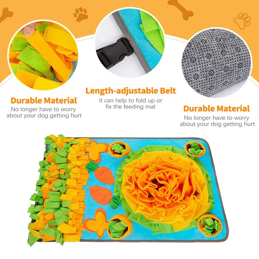 Benepaw Durable Dog Snuffle Mat Puppy Sniffing Puzzle Toys Interactive Nonslip Pet Feeding Mat Portable Squeaky Slow Feeder
