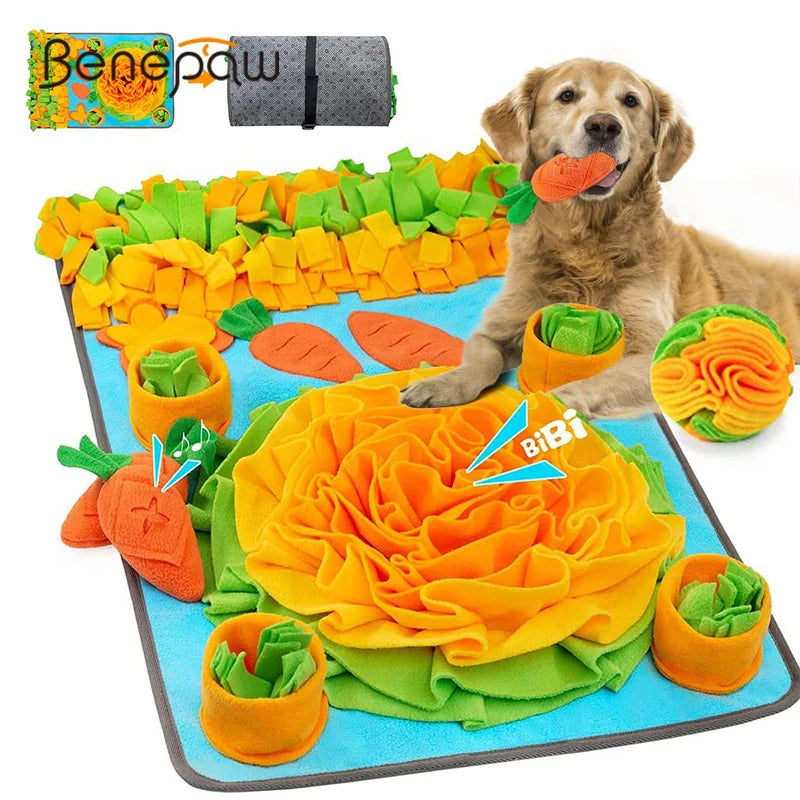 Benepaw Durable Dog Snuffle Mat Puppy Sniffing Puzzle Toys Interactive Nonslip Pet Feeding Mat Portable Squeaky Slow Feeder
